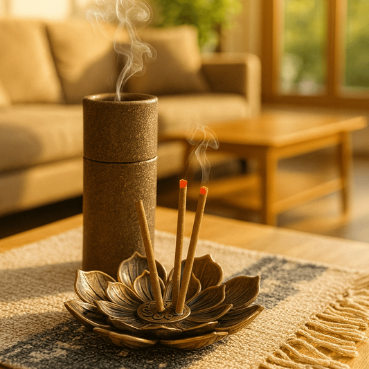 “Mini Oud Incense Burner – Luxury Lotus Wooden Aromatherapy Set”