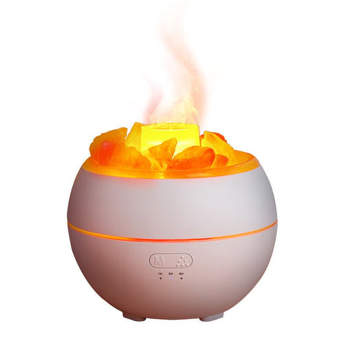 “Salt Stone Simulation Flame Aromatherapy Machine – LED Mist Diffuser for Home & Office”