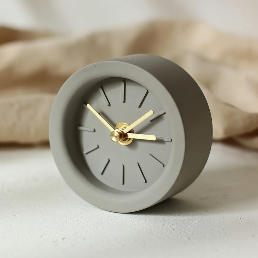 Industrial Style | Minimalist Cement Silent Desk Clock| Nordic | Round