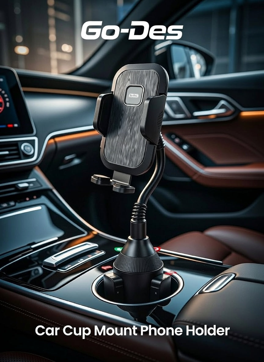 Go-Des GD-HD766 Car Cup Mount Phone Holder | 360° Adjustable Universal Fit