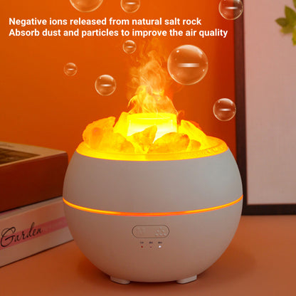 “Salt Stone Simulation Flame Aromatherapy Machine – LED Mist Diffuser for Home & Office”