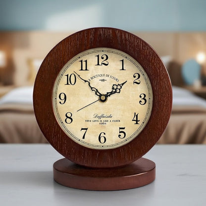 “Modern Wooden Table Clock – Minimalist Bedroom & Desk Design”