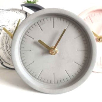 Industrial Style | Minimalist Cement Silent Desk Clock| Nordic | Round