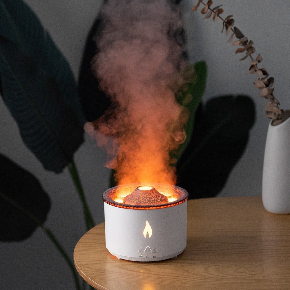 “Two-Color Ring Volcano Humidifier with LED Mist”
