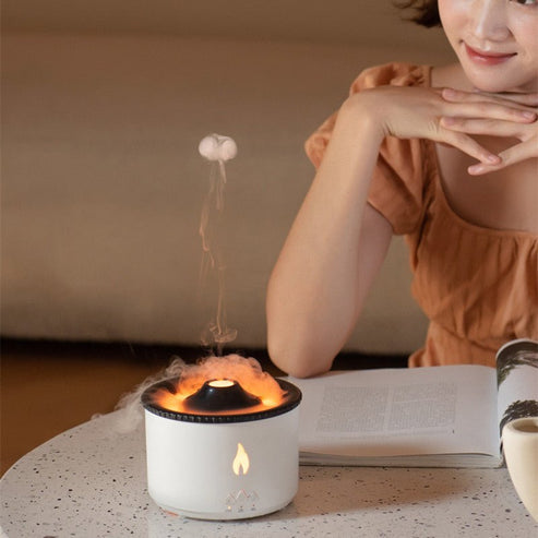 “Two-Color Ring Volcano Humidifier with LED Mist”
