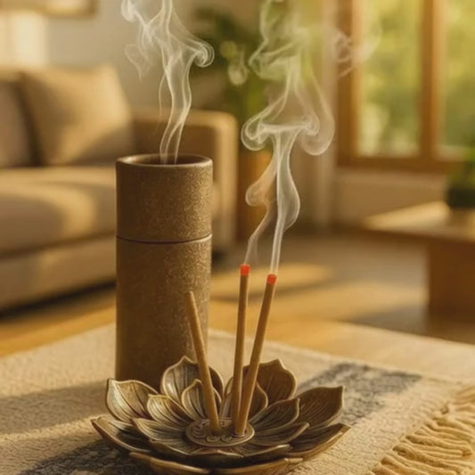“Mini Oud Incense Burner – Luxury Lotus Wooden Aromatherapy Set”