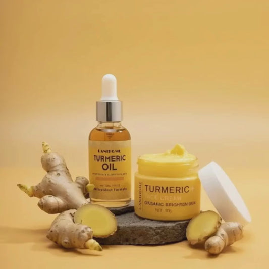 Turmeric Skin Care Set – Cream 50g + Essential Oil 30ml | Brightening, Hydrating & Nourishing Skincare