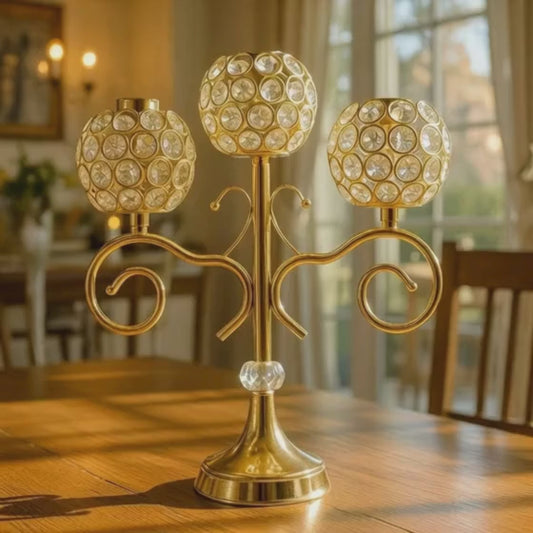 Crystal Diamond Globe Candle Holder – 3 Head
