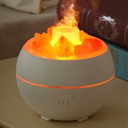 “Salt Stone Simulation Flame Aromatherapy Machine – LED Mist Diffuser for Home & Office”